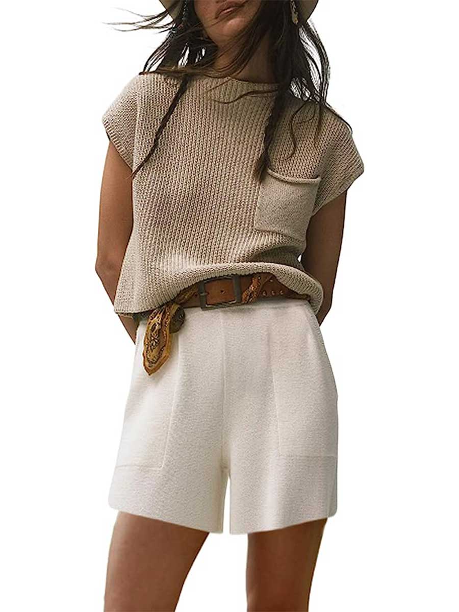 The Drop from Amazon fashion beige ribbed crewneck lounge sweater