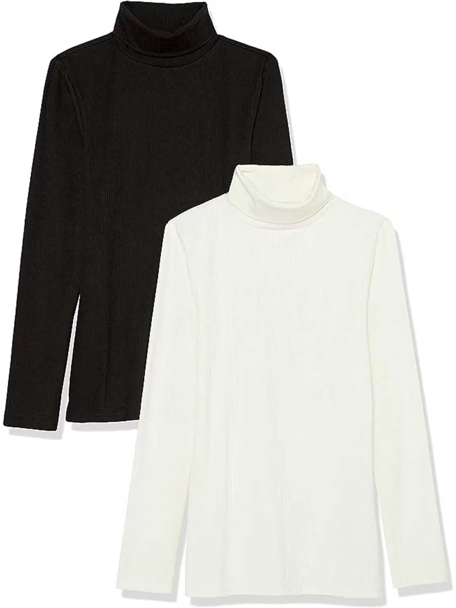 Two pack of black and white turtlenecks for layering by Amazon
