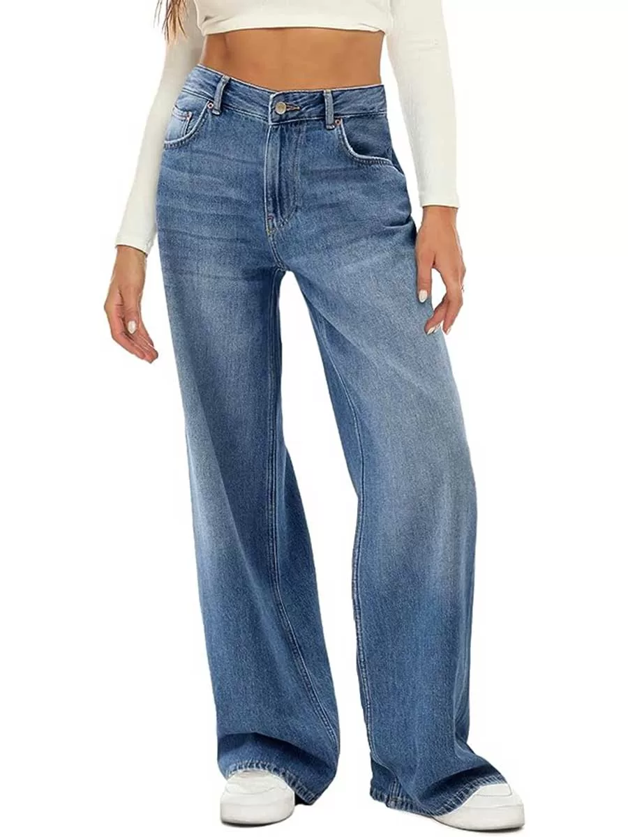 Straight wide leg blue jeans from Amazon