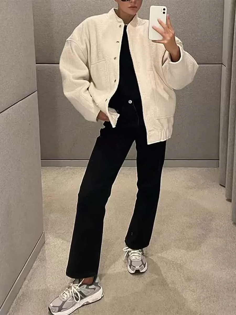 Amazon cream bomber jacket for fall fashion