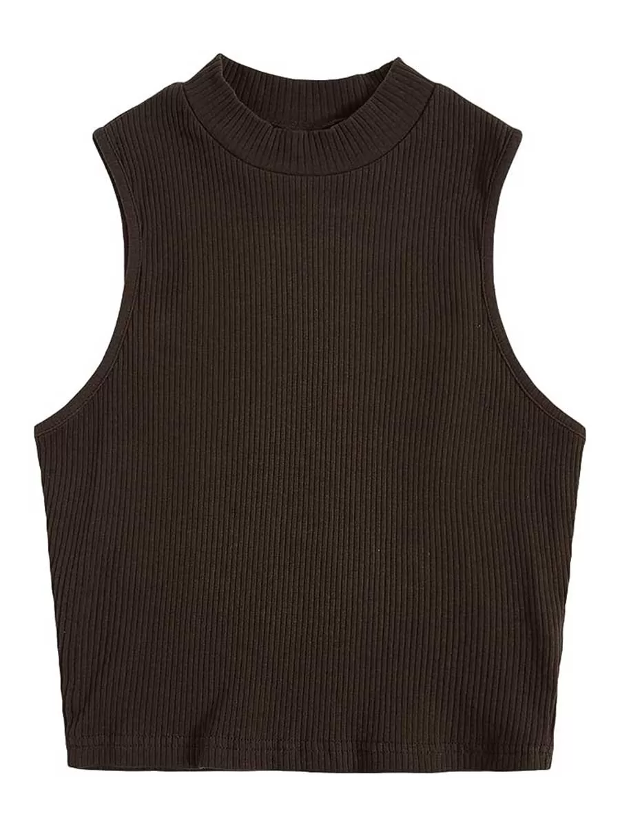 sleeveless mock neck ribbed top from amazon