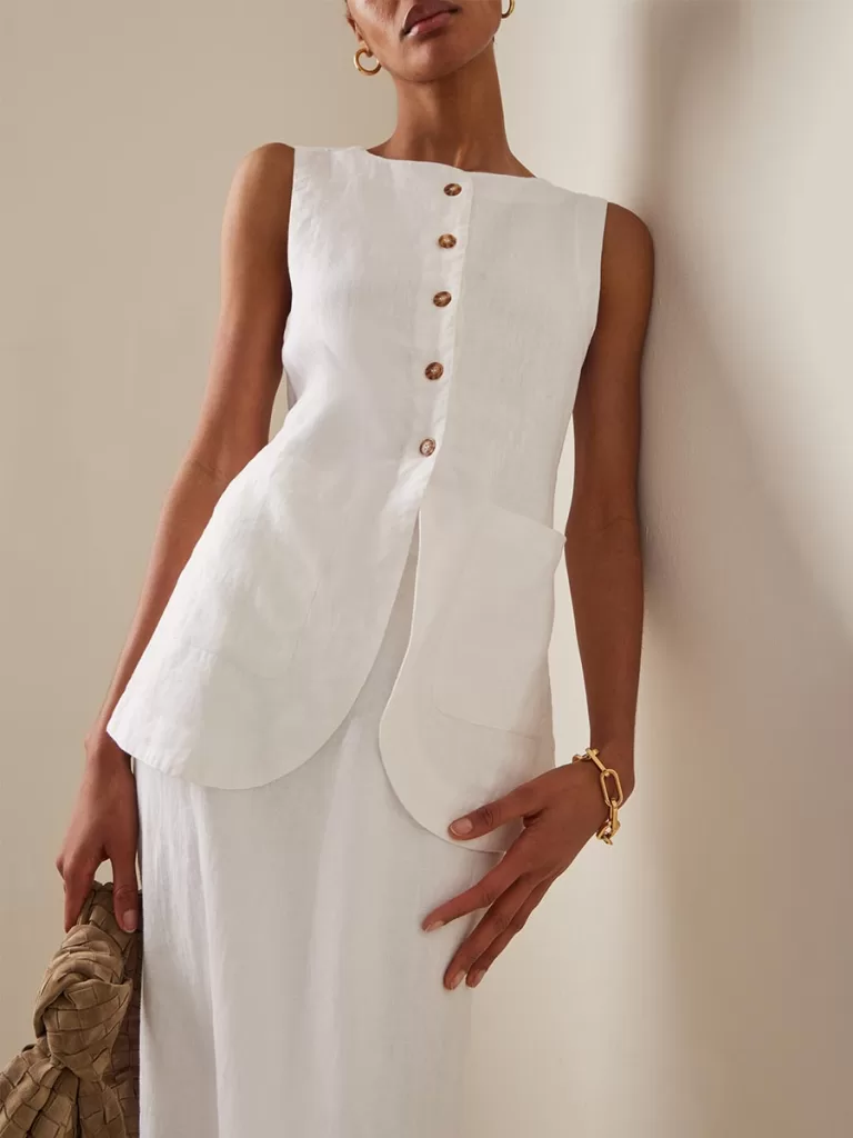 Linen-Vest-&-Skirt-Posse Linen vest and skirt set by Posse
