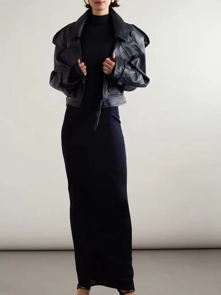Saint-Laurent-Leather-Jacket Saint Laurent Cropped Leather Jacket for women