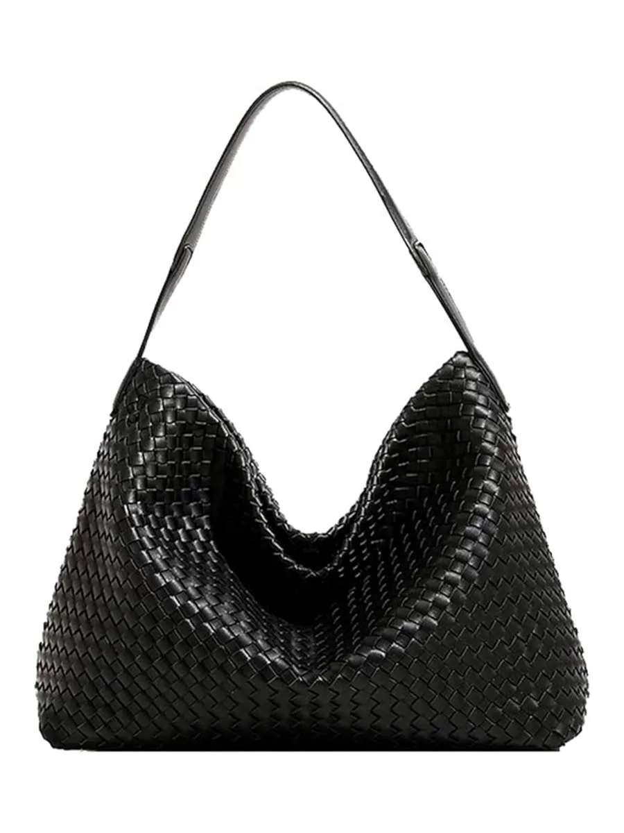 large black woven leather tote bag from amazon