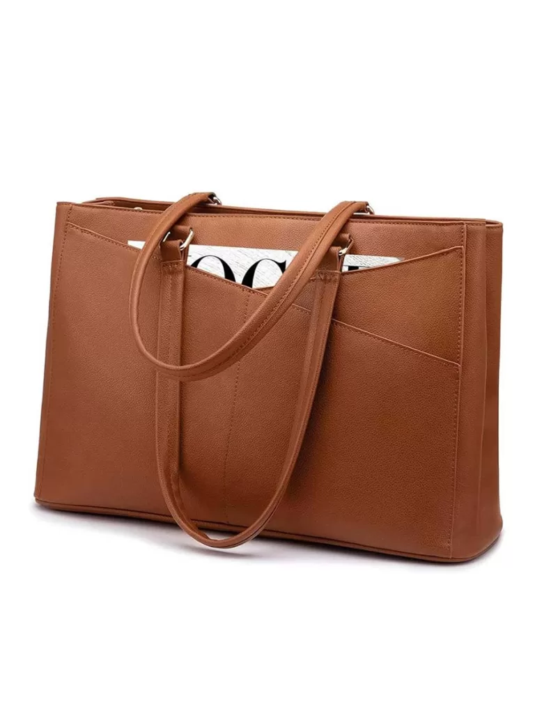 brown leather laptop tote bag from amazon