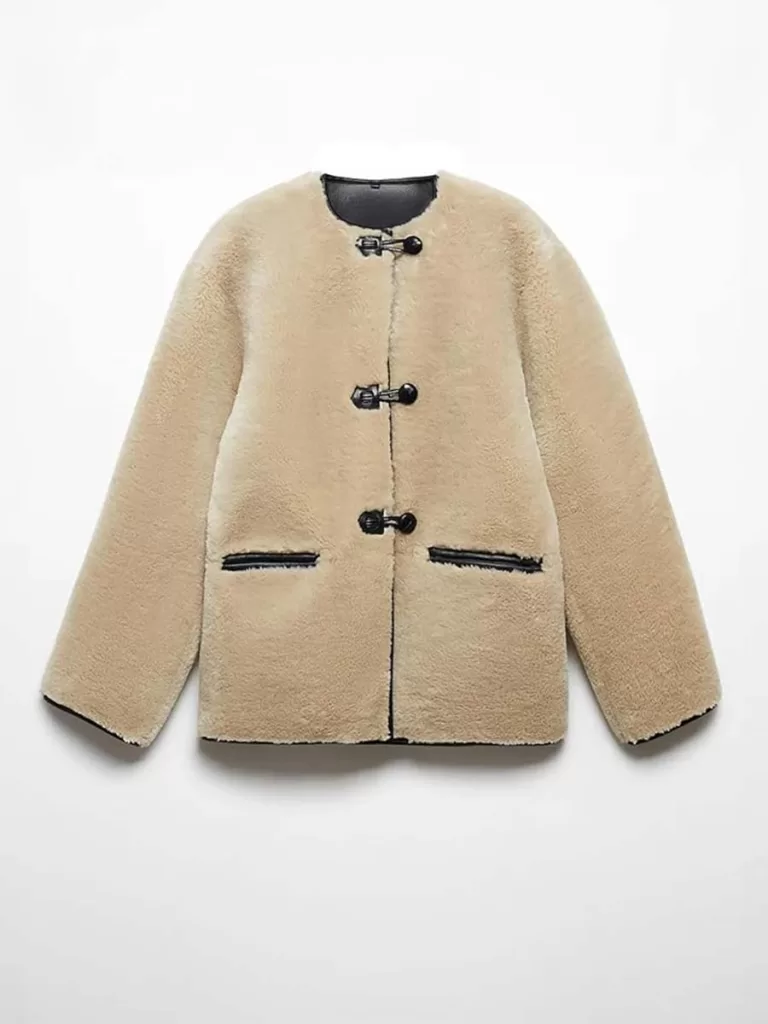 viral tan sherpa button front jacket from amazon